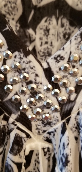 Black, gray, and white, tie-dye dress. - Picture 2 of 3